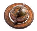 Old vintage wooden world globe Royalty Free Stock Photo