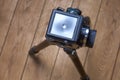 Old and vintage 6X6 or 120mm film camera on tripod