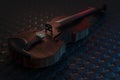 Old violin lying on the leather texture background Royalty Free Stock Photo