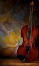 Old violin on wooden board Royalty Free Stock Photo
