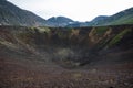 Old volcano crater, scenic summer landscape. Vulcan valley, Eastern Sayan mountains, Russia, Siberia. Royalty Free Stock Photo