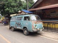 Old Volkswagen van food truck for sale coffee Royalty Free Stock Photo