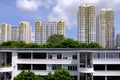 Old vs new general public housing in Tiong Bahru heartland estate, a contrast in cityscape. The art deco inspired architecture of Royalty Free Stock Photo