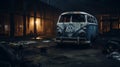 Apocalyptic Vw Bus In Dark Warehouse - Raw Emotions Captured Royalty Free Stock Photo