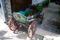 Old wagon with flowers. Nesebar Bulgaria Royalty Free Stock Photo