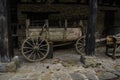 Old wagon stopped under the shed. Royalty Free Stock Photo