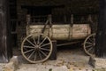 Old wagon stopped under the shed. Royalty Free Stock Photo