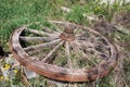 Old wagon wheel wooden circle