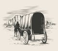 Old wagon in wild west prairies Royalty Free Stock Photo