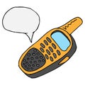 Old walkie talkie. Vector illustration of an old mobile phone. Hand drawn walkie talkie Royalty Free Stock Photo