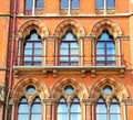 old wall architecture in london england windows and brick exterior Royalty Free Stock Photo