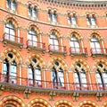 old wall architecture in london england windows and brick exteri Royalty Free Stock Photo