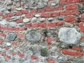 Old wall built of stone and red brick background