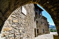 old wall of castle, photo as a background , in ainsa sobrarbe , huesca aragon province Royalty Free Stock Photo