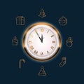 Old Wall Clock Face Showing Five to Twelve. New Year is Coming Soon Concept