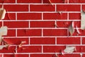 Old wall with flaky paint. Pattern of bricks. Royalty Free Stock Photo