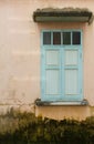 Old wall with green window Royalty Free Stock Photo