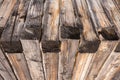 Old wall House from a Wooden Timber Bar - a Fragment. Wood Texture, background, pattern