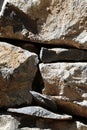 Old Wall Made of Asymmetric Tiles and Rocks