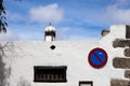 Wall and a church tower, Teguise, Lanzarote Royalty Free Stock Photo