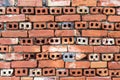 Old wall of red briks tiled background, regular block texture Royalty Free Stock Photo
