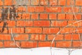 Old wall of stone bricks and a ground covered with snow Royalty Free Stock Photo