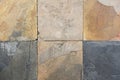 Old wall stone Cladding tiles patterns handcraft from thailand public. Royalty Free Stock Photo