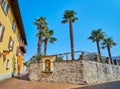 The old wall and tiny chapel on Via delle Cappelle, Ascona, Switzerland