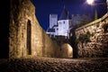 Old walled citadel at night. Carcassonne. France