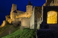 Old walled citadel at night. Carcassonne. France Royalty Free Stock Photo