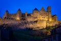 Old walled citadel at night. Carcassonne. France Royalty Free Stock Photo