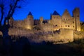 Old walled citadel at night. Carcassonne. France Royalty Free Stock Photo