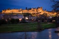 Old walled citadel at night. Carcassonne. France Royalty Free Stock Photo