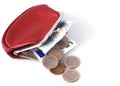 Old wallet and changes Royalty Free Stock Photo