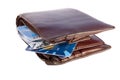 Old wallet with credit cards inside Royalty Free Stock Photo