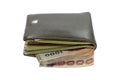 Old wallet full of money Royalty Free Stock Photo