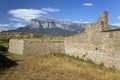 Old walls of Ainsa, Huesca, Spain in Pyrenees Mountains, an old walled town near Parque National de Ordesa Royalty Free Stock Photo