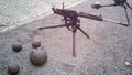 Old war guns and cannon balls