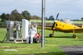OLD WARDEN, BEDFORDSHIRE, UK ,OCTOBER 6, 2019. Aircraft fueling station.Jet fuel pump station, catering for two different grades Royalty Free Stock Photo
