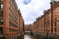 Old warehouse building district in Hamburg town, Germany Royalty Free Stock Photo
