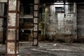 Old warehouse in disrepair, abandoned building interior