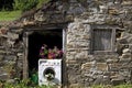 Old washing machine used as a planter