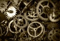 Old watch gears background BW