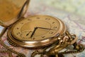 Old watch on map Royalty Free Stock Photo