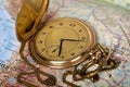 Old watch on map Royalty Free Stock Photo