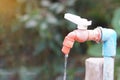 Old water faucet with dripping. Royalty Free Stock Photo