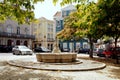 Old water fountain in the Square Viscount Serra do Pilar, Santarem, Portugal Royalty Free Stock Photo