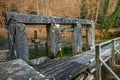 Old water gate for the hammermill at the karst spring `Blautopf` in Blaubeuren Royalty Free Stock Photo