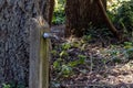 old water tap attatched to a wooden post