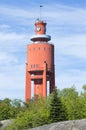 The old water tower on the background. Hanko, Finland Royalty Free Stock Photo